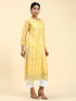 Fizaa Chikankari Long Kurta in Chanderi Silk for Women - Yellow